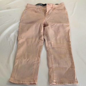 Denim capris, peach/pink